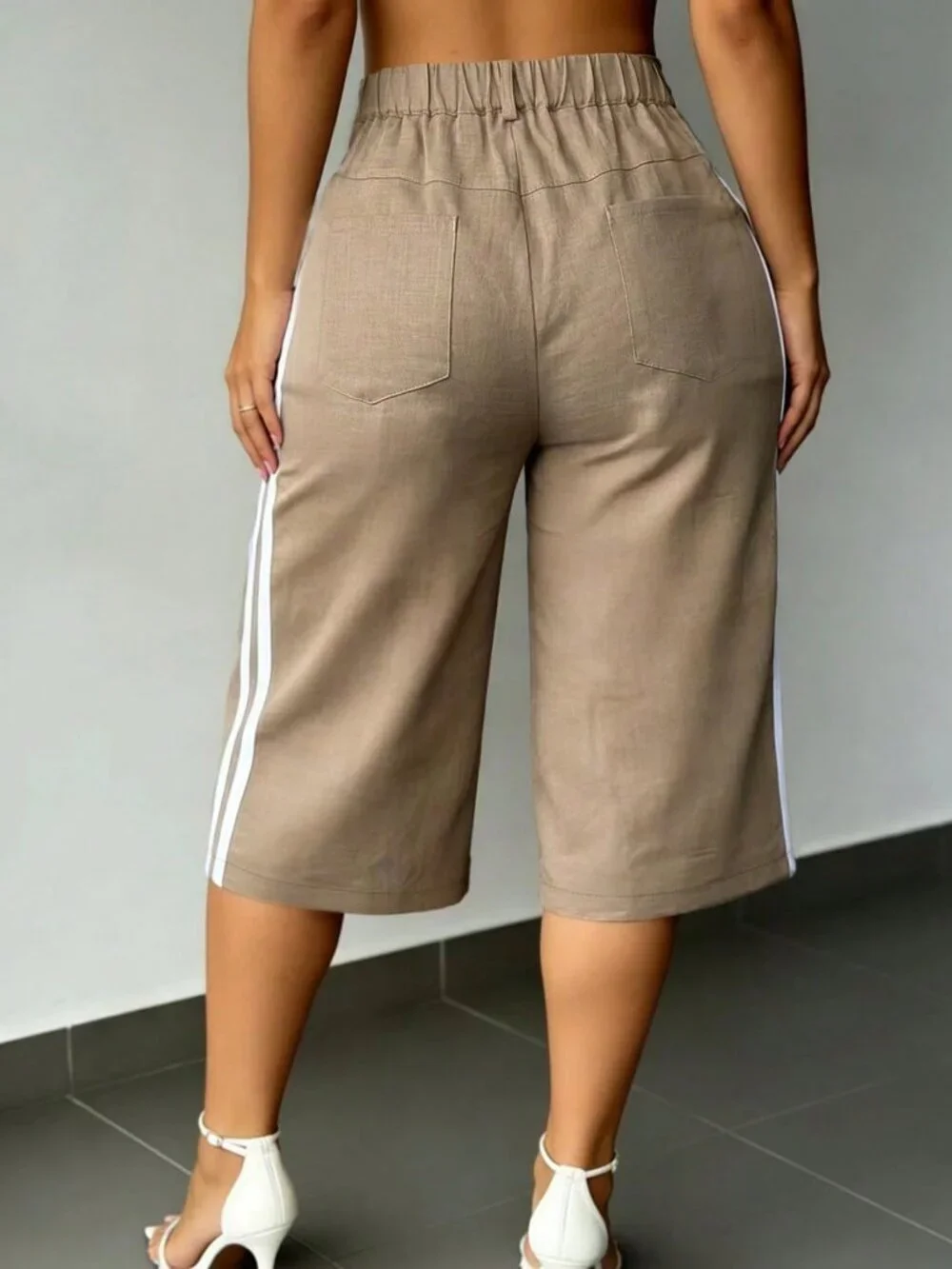 Khaki Casual Women's Woven Bermuda Shorts